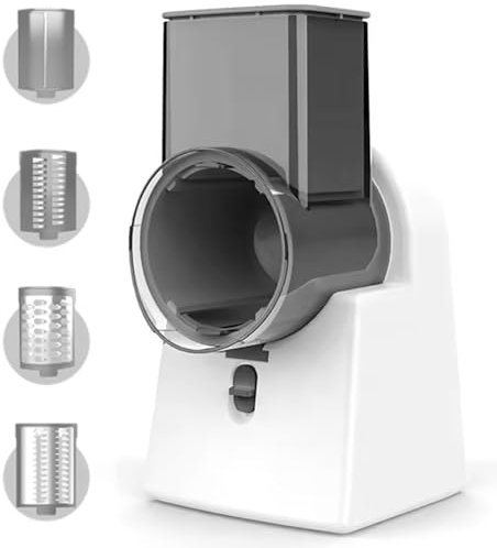 Rallador de Queso eléctrico, rallador Multifuncional con 4 Cuchillas, espiralizador de Verduras Recargable por USB con Canal Grande, Picador automático de Verduras, ensaladora eléctrica para