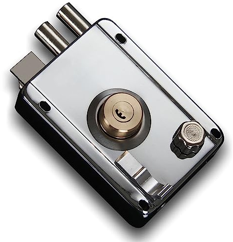 Fdit Serrure de Portail en Acier Inoxydable, Serrure de Portail Extérieure en Acier Inoxydable et Cuivre, Serrure Antivol de sécurité Simple et Belle Serrure à Assurance Multiple