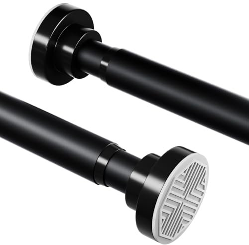Barra de cortina de ducha sin taladrar de acero inoxidable, barra telescópica extensible, inoxidable y antideslizante, barra de ducha ajustable de 70 a 195 cm, ideal para baño, ventana, armario