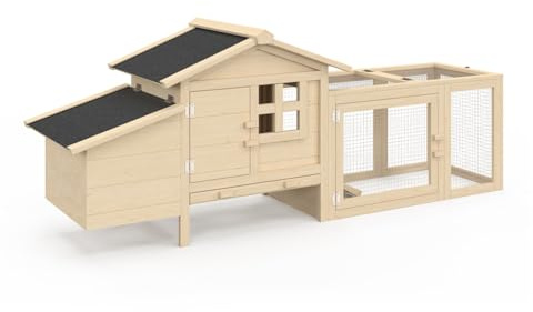 IDMarket - Gallinero sobre pilotes con recinto y ponderador de madera