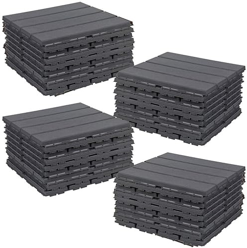 URBNLIVING 36 piastrelle ad incastro in plastica per terrazze da giardino, griglia per patio esterno, durevole e facile installazione, senza bisogno di attrezzi, piastrelle per pavimenti 33 x 33 cm,