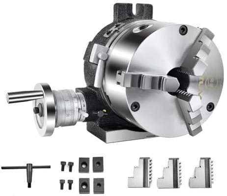 YOPNDFR Fraiseuse de précision 4''/ 110 mm avec mandrin 3''/ 80 mm, Table rotative for fraiseuses, modèle Horizontal/Vertical, Table rotative for Outils d'indexation d'ingénierie de fraisage