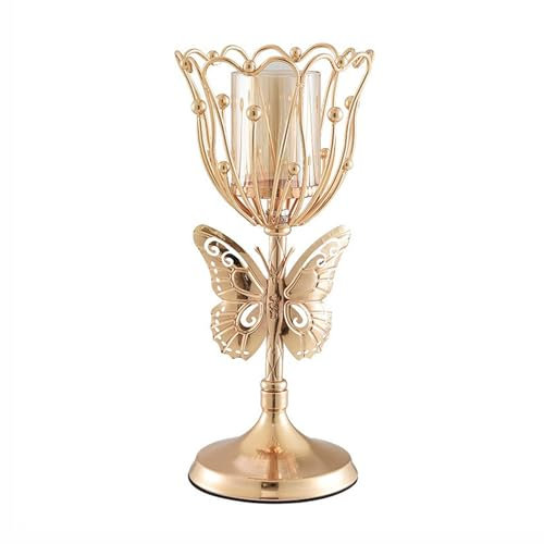 Kerzenhalter, Dekor, Kerzenhalter aus Gusseisen, 11,5 x 11,5 x 38,5 cm, eleganter Kandelaber für Heimdekoration, Kerzenhalter, Dekoration, Einweihungsgeschenk, neues Zuhause