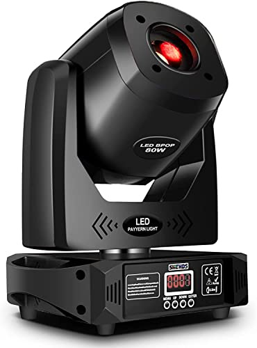 SHEHDS 80 W LED-Strahler mit 8 Farben, 8 Gobos, DJ-Lichter, bewegliches Scheinwerfer, 3-Facet drehbares Prisma, elektronischer Fokus, geräuschaktiviertes DMX-Steuerungslicht (80W)