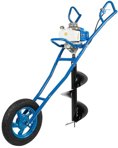2-takts 63cc bensinjordfräs med hjul 2 200 W, 8 800 ± 300 rpm, för trädgård, bensin, 1,3 l, bränsletankkapacitet, grävmaskin, staketstolpe med 300 mm borr