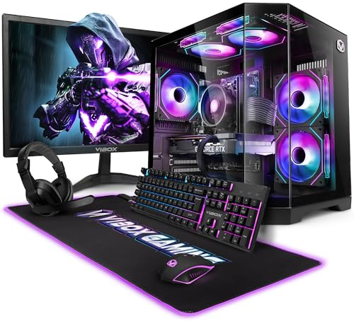 VIBOX V-529 PC Gamer Complet • 23 Écran • AMD Ryzen 5 5500 6 cœurs • Nvidia RTX 5060 Ti 8 Go • 16 Go RAM • 1 to SSD • Windows 11 • WiFi 6 + Bluetooth 5.4