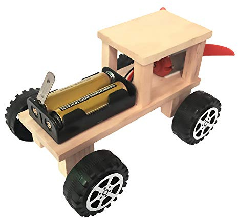 ZJchao Kit de Moteur électrique de Voiture, énergie éolienne électrique en Bois Faite à la Main avec Moteur Facile à Assembler et à Démonter, Kits d'artisanat de Voiture de Bricolage, énergie