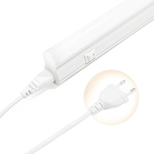Réglette LED avec Interrupteur marche/arrêt Lot de 1, Neon LED 60 cm Couleur de Lumière Blanc Neutre 4000K, Connectable avec prise, Raccordement Possible de Jusqu'à 6 Luminaire pour Cuisine, Armoire