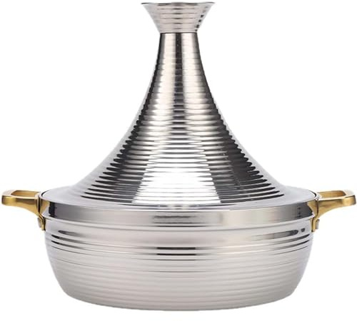 Handmade Moroccan Tagine Pot with Cone-Shaped Lid, Stainless Steel Non-Stick Casserole for Authentic Cooking
