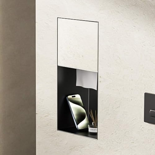 QjxSXLFSX Recessed Toilet Paper Holder,Hidden Wall-Mounted Tissue, Trash Can Niche,Recessed Stainless Steel Wall Niche,Dispenser and Built-in Organizer,9.4 * 17.3 * 5.5in