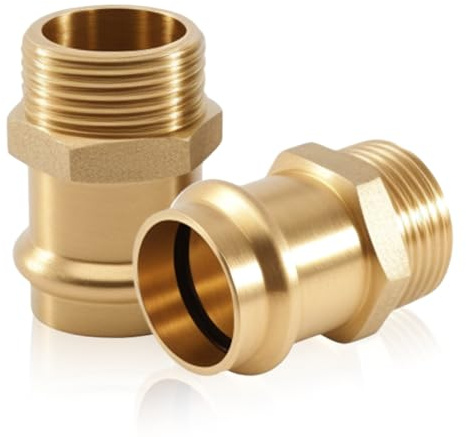 2 Stück Kupfer Übergangs Pressfitting, 18mm x 1/2 AG Kupfer Press Fitting | Pressfitting Muffe, Press fitting für Trinkwasser & Heizungsinstallation, Muffe Kupplung Für Rohr-Aussendurchmesser 18mm