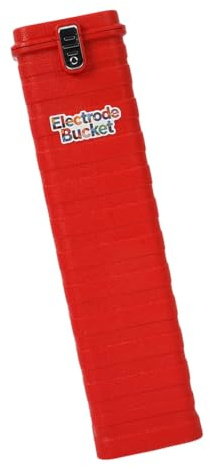 Seau d ' électrode de soudage tiges de 300-350 Mm, couvercle supérieur avec loquet, coque texturée rouge, étui utilitaire de stockage sur chantier, seau de stockage d ' électrode, de de de à