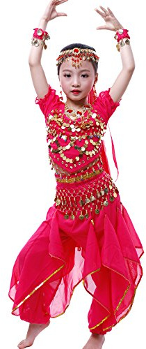 Astage Mädchen Halloween Bauchtanz Kostüm Anzug Rose L