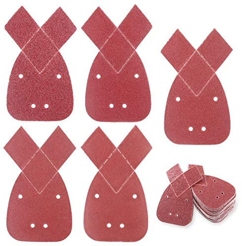 Glarks 60 piezas de papel de lija triangular con 2 puntas adicionales de gancho y bucle, varios granos 40/60/80/120/240 para lijadora de palma de detalle Black and Decker
