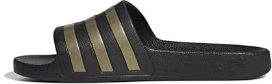 adidas Unisex Adilette Aqua Slides Shoes, Core Black/Gold Metallic/Core Black, 7 UK