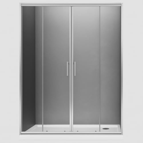 Porta Doccia Scorrevole Slide4 per Box Nicchia Quattro Ante Cristallo Trasparente (1, 142-148 x h190 cm)
