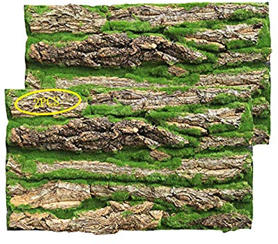 PINVNBY Korkterrariumbakgrund, reptilskällbakgrund väggdekor och konstgjord mossa för gecko, ödla, sköldpadda, kameleont (2-pack)