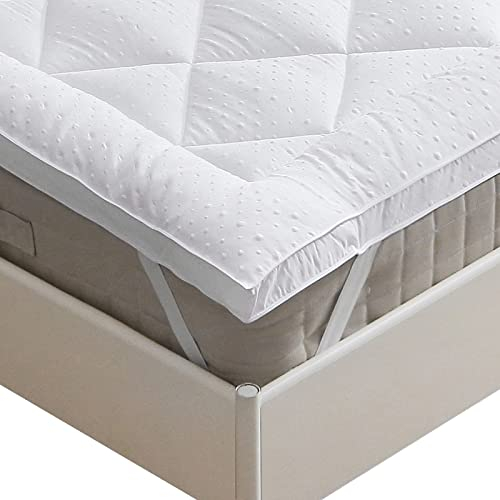 Beedsooth Topper Colchón Microfibra 200x200cm, Cubre Colchon Suave y Transpirable Aumento Comodidad Funda Colchon Acolchado Hipoalergénico para Cama Doble y Cama de muelles con Correa Elástica