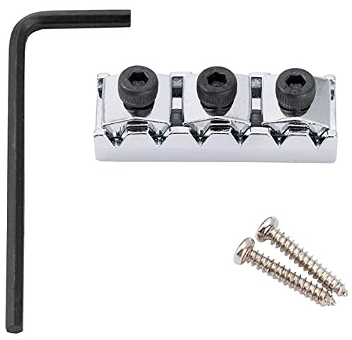 Musiclily Pro 42mm Capostasto Bloccacorde in Acciaio R2 Locking Nut per Chitarra Elettrica Ponte Tremolo Floyd Rose, Cromato