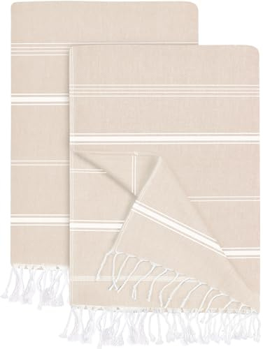 Utopia Towels Paquete de 2 Toallas turcas de Playa (40 x 72 Pulgadas) – 100% algodón de Gran tamaño, sin Arena, Ligera y de Secado rápido, prelavada para una sensación Suave, Toalla peshtemal Grande