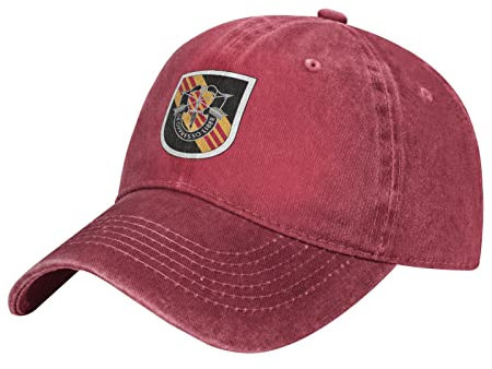 YINGD Baseball Cap Us Army 5th Special Forces Group Vietnam Verstellbarer Cowboyhut Atmungsaktiver Sonnenhut Unisex Passform für Männer und Frauen Rot, rot, One size