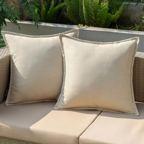 EMEMA Outdoor Kissen 45x45 Wetterfest Kissenbezug Beige 2er Set