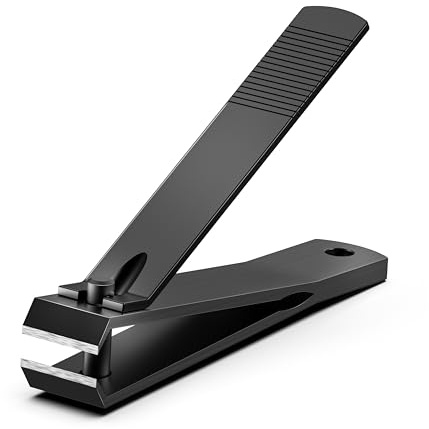 Heavy Duty Straight Blade Nail Clippers for Thick Toenails, Professional Stainless Steel Fingernail Toenail Clippers Trimmers - Thick Wide Jaw Toe Nail Clippings for Seniors, Men & Women (Black)