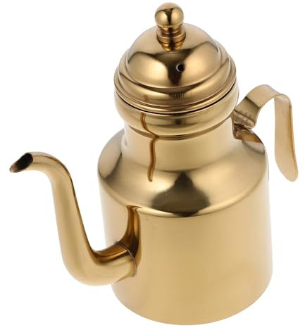 CIYODO Oil Flasche 2st Öltopf Aus Edelstahl Küchenölabweiser Dosenspender Trichter Wasserkessel Fettbehälter Küche Ölbehälter Mit Ausgießer Sirup Küche Muss Haben Speisetopf Rostfreier Stahl Golden