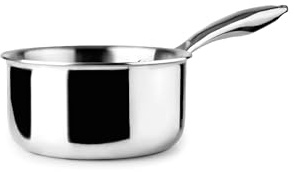 IBILI - Casseruola triply naturale, 18 cm, 2 litri, in acciaio inox, adatta per induzione, senza antiaderente