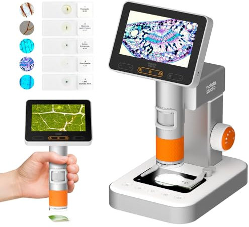 MX2-AS 4,3 Digitales Mikroskop für Kinder, MatataStudio 2-in-1 Tragbares Handmikroskop mit Bildschirm 1600x 1080P HD Mini Taschenmikroskop WiFi USB Digital Mikroskop für Handy iPad PC TV