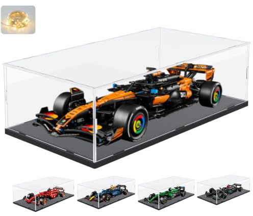 Vitrine Acrylique 3mm Grande pour Collection Lego 42228 McLaren MCL39 F1 | Boîte Transparente Plexiglas pour 1/8 Voiture F1 Aston Martin AMR25 42240 SF-24 42207 42206 RB20 42171 42141, Noir 70x30x20cm