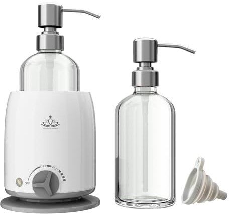 Oil Warmer Dispenser Heated Accelerated Absorption with Perspectivity Glass Bottle Massage Oil Lotion Warmer Heater for Massage Therapy Spa
