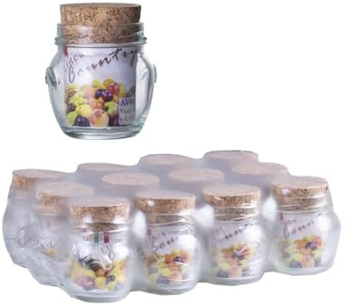 Contenitore Vetro Conserve Tappo Sughero Set Vaso Orcio County 10cl (12)
