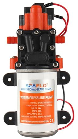 LIGHTEU®, Seaflo DC 24 V 5 l/min 6,9 bar 22S selbstansaugend mit Bypass-Wassermembranpumpe bei Bedarf SFDP2-013-100-22