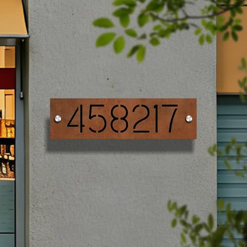 Neonapm Numero Civico Esterno Personalizzato con Effetto Ruggine, Corten | 30-60cm, Testo/Font Personabizzabile, Base in Acrilico Nero Opzionale, Fornire l'Anteprima & Realshot