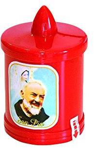 Fatigati 10 Candele A LED Padre pio Luce VOTIVA LUMINO VOTIVO Antivento 10 CM Rossi