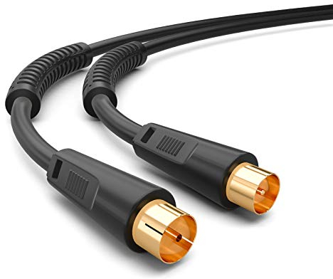 HB-DIGITAL 20m TV Antennenkabel Koaxial Kabel UHD 8K 4K HDTV vergoldet Koaxialkabel Mantelstromfilter 2X Ferritkern DVB-T DVB-T2 DVB-C DVB - Schwarz