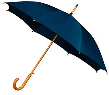 Falconetti - Ombrello lungo UNISEXE unisex, diametro superiore a 1 metro, sistema di apertura automatica, robusto con manico e manico in legno, colore: Blu scuro