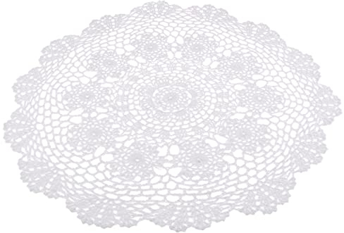 SM SunniMix Handgemachte Häkeln Bestickte Doilies Elegante Baumwollspitze DOILIES Matte Coaster Matte Möbeldekoration, Weiß, 50 cm
