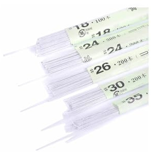 Artipistilos® Alambre Floral Japonés Forrado con Papel De Papiro Trenzado Blanco 36 Cm - 0,91 Mm, Blanco - Alambre Forrado