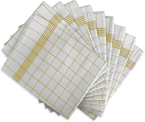 normani 10 x Geschirrhandtücher aus saugstarker Halbleinen - Küchentücher 55 x 75 cm aus Baumwoll-Leinen oder Leinen-Polyester Mix Gelb-Kariert 55 x 75 cm