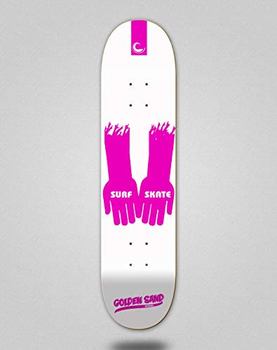 Monopatín Skate Skateboard Deck Tabla Golden Surf Skate Hands White pink (8.0)