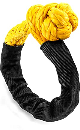 QWORK® 12mm x 50 cm Soft schäkel, Starke Karabiner-Schlinge, 14T Bruchfestigkeit Schäkel Recovery Seil mit Gurtschlauchprotektor