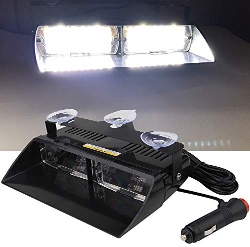 16 LED Luz estroboscópica de advertencia de emergencia Parabrisas 12V Vehículo Vehículo SUV Interior Roof Dash Parabrisas con ventosas (blanco)