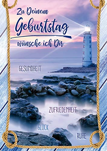 bentino Geburtstagskarte mit MUSIK und LICHTEFFEKT, DIN A5 Set mit Umschlag, schöne maritime Geburtstagskarte mit Meeresrauschen und romantischer Musik
