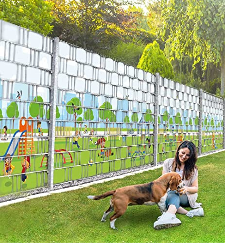 MyMaxxi Felder Zaunsichtschutz | Playing Kids F1 9 Streifen |viele Felder kombinierbar | Sichtschutzstreifen für Doppelstabmattenzaun | Windschutz Sonnenschutz Blickdicht | Sichtschutz Garten