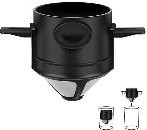Portable Folding Coffee Filter Cup Folding Hand-Made Coffee Filter Cup Brewing Stainless Steel Filter