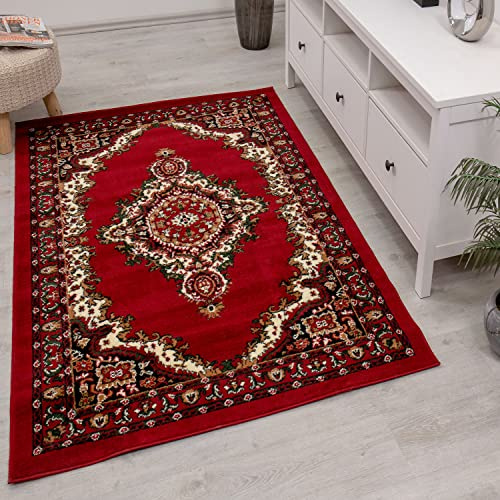Orient Teppich rot beige grau schwarz klassisch dicht gewebt mit Ornament und Blumenmotiven, Farbe:R8757, Maße:200x290 cm