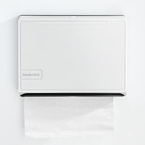 Modundry Dispensador de Toallas de Papel para Secado de Manos, Montado en Pared, Comercial Dispensador Papel Secamanos Admite 200 Toallas -Blanco