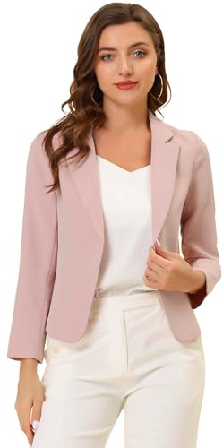 Allegra K Blazer Giacca Donna, Aperto, per Ufficio, Rosa Tinta Unita., 40